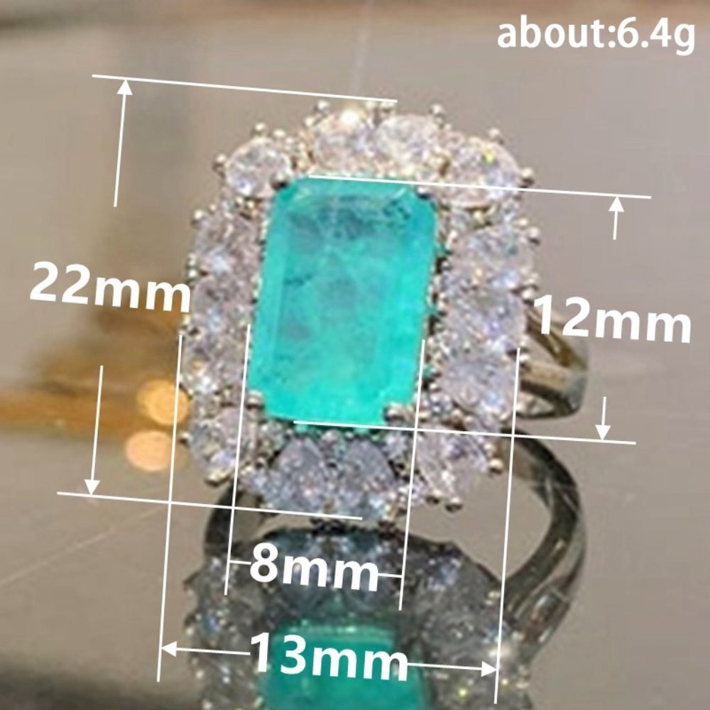 🍂 925 Silver Exclusive Blue Emerald Cut Cubic Zirconia Ring, FB16FA1064 - Picture 7 of 7